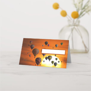 Hot air balloons in flight place card