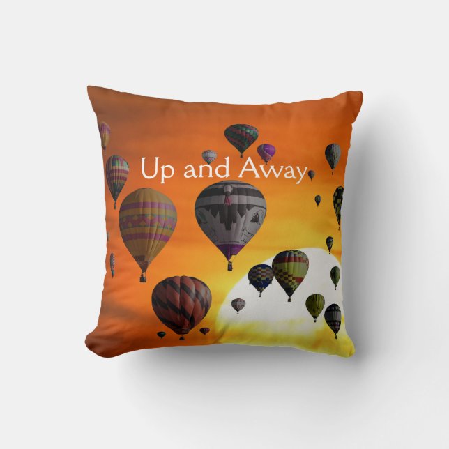 Hot air balloons in flight throw pillow (Front)