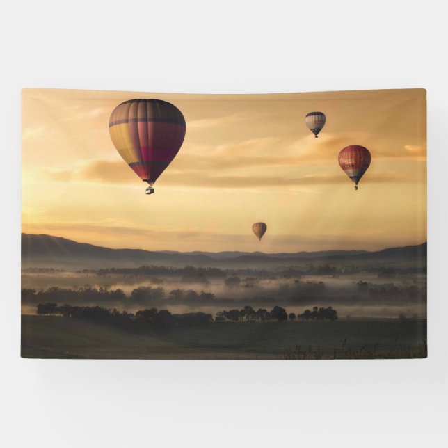 Hot Air Balloons in Golden Skies Banner (Horizontal)