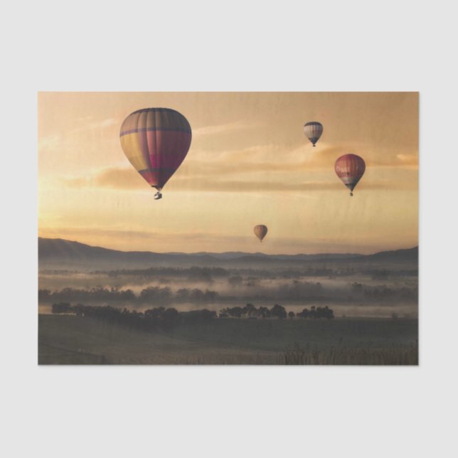 Hot Air Balloons in Golden Skies Tissue Paper (Front)