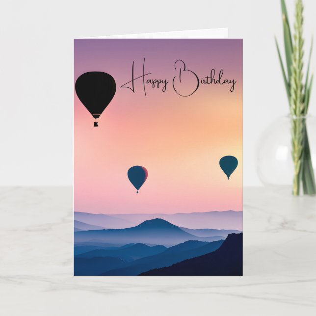 Hot Air Balloons In Morning Mist Birthday Card (Front)