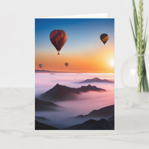 Hot Air Balloons In Morning Mist Birthday Card
