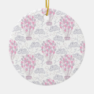 Hot air balloons in pink nursery art ceramic tree decoration