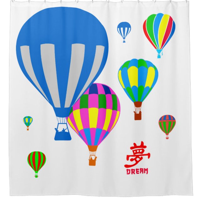 Hot Air Balloons in the sky - Dream - on white Shower Curtain (Front)