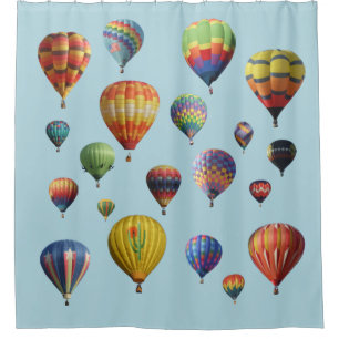 Hot Air Balloons on Light Blue Shower Curtain