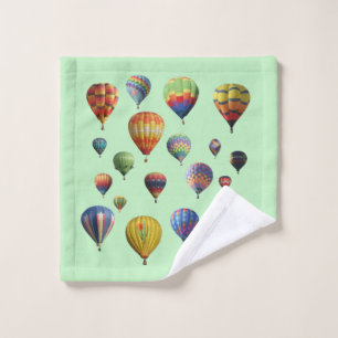 Hot Air Balloons on Mint Green Wash Cloth