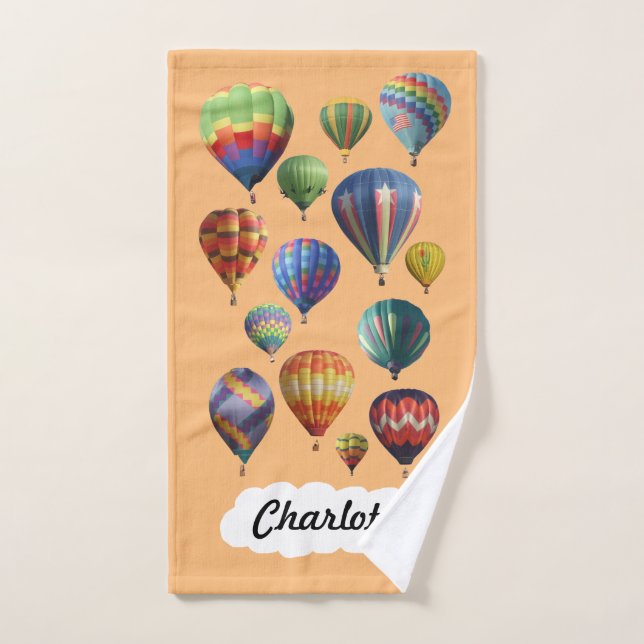 Hot Air Balloons on Peach Colour Hand Towel (Hand Towel)