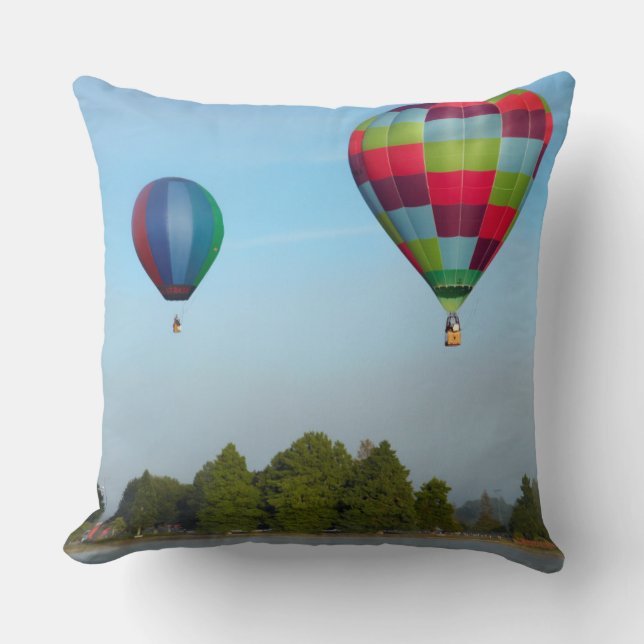 Hot air balloons over a lake,  NZ Cushion (Front)
