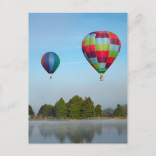Hot air balloons over a lake,  NZ Postcard