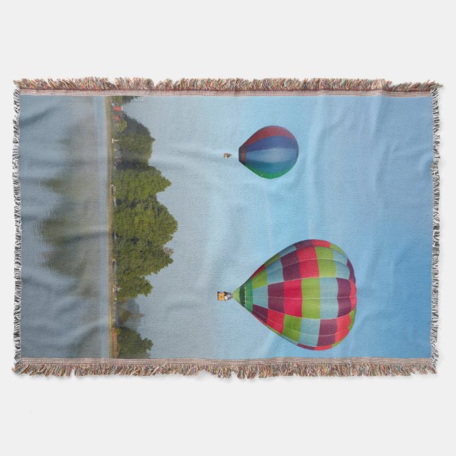 Hot air balloons over a lake,  NZ Throw Blanket (Front)