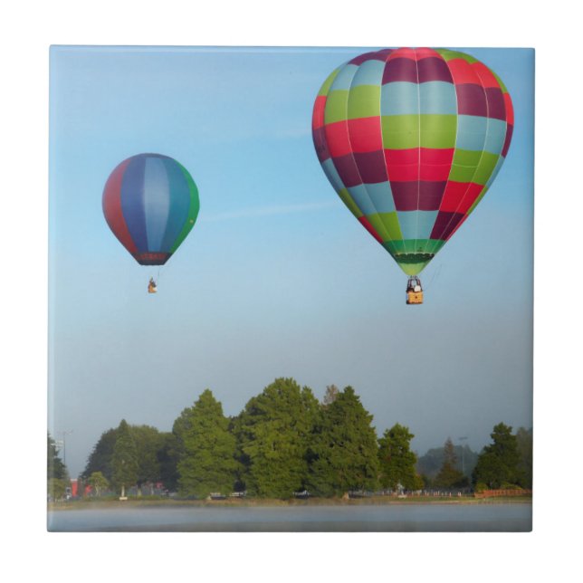 Hot air balloons over a lake,  NZ Tile (Front)