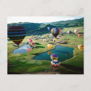 Hot Air Balloons Over Lakes Postcard