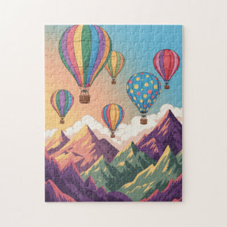 Hot air balloons over mountains Puzzle