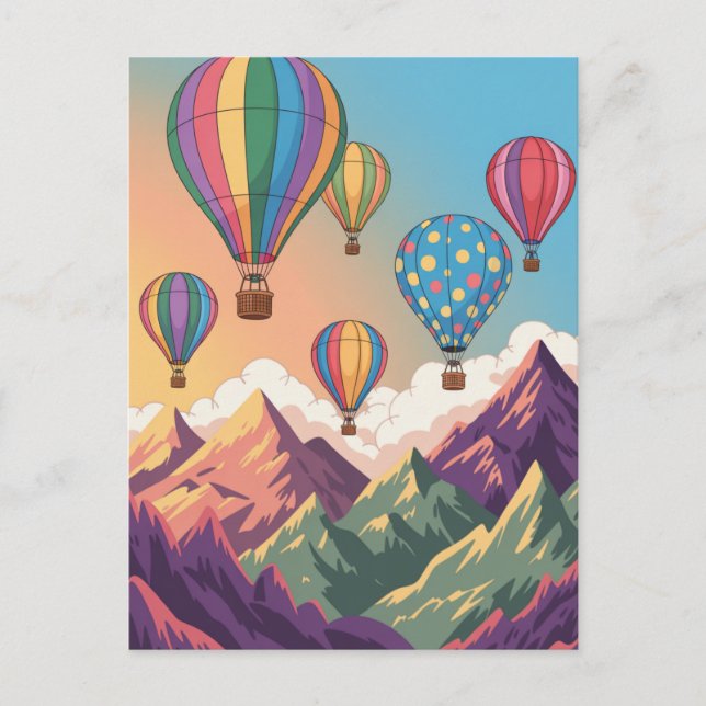 Hot air balloons over mountains Puzzle Postcard (Front)