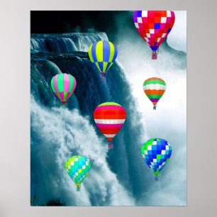 Hot Air Balloons over Niagara Falls Poster