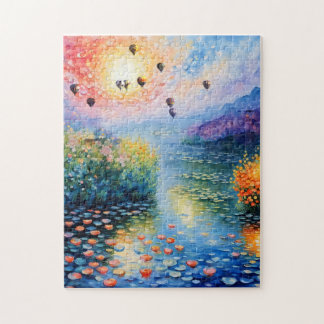 Hot air Balloons over pastel stream Jigsaw Puzzle