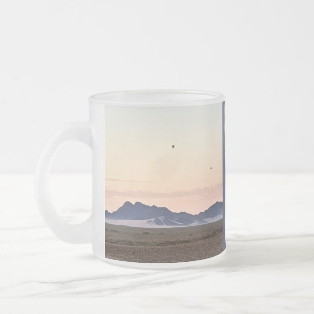 Hot Air Balloons Over Sossusvlei Frosted Glass Coffee Mug (Left)