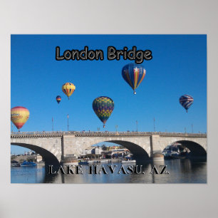 Hot Air Balloons over the London Bridge Poster