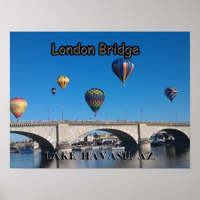 Hot Air Balloons over the London Bridge Poster (Front)