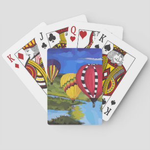Hot air balloons over the river playing cards