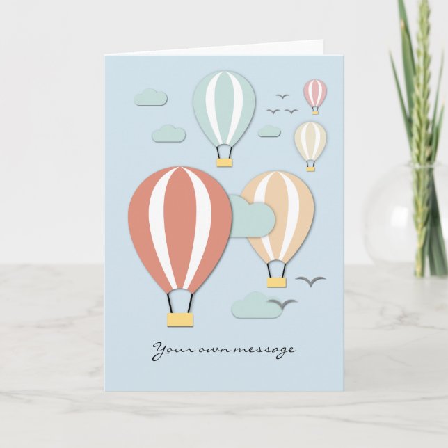 Hot Air Balloons Papercut Style Thank You Card (Front)