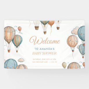 Hot Air Balloons Pastel Boy Travel Baby Shower Banner