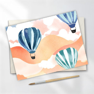 Hot Air Balloons Pastel Watercolor Holiday Postcard