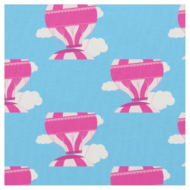 Hot Air Balloons Pink Fabric (Close Up)