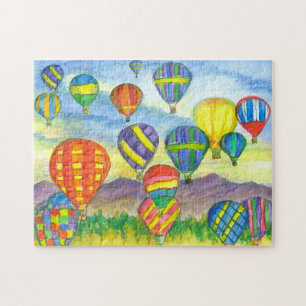 Hot Air Balloons Race Desert Mountains Sunrise Jigsaw Puzzle