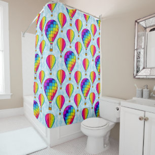 Hot Air Balloons Rainbow Colours Shower Curtain
