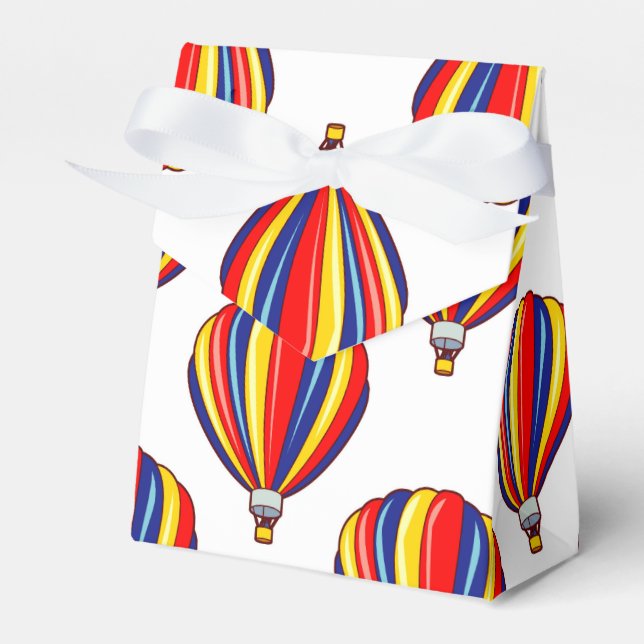 Hot Air Balloons; Red, Blue, Yellow Balloon Favour Box (Front Side)