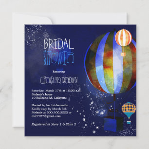 Hot Air Balloons Starry Evening Bridal Shower Invitation