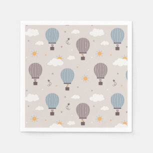 Hot Air Balloons With Animals Paper Napkins