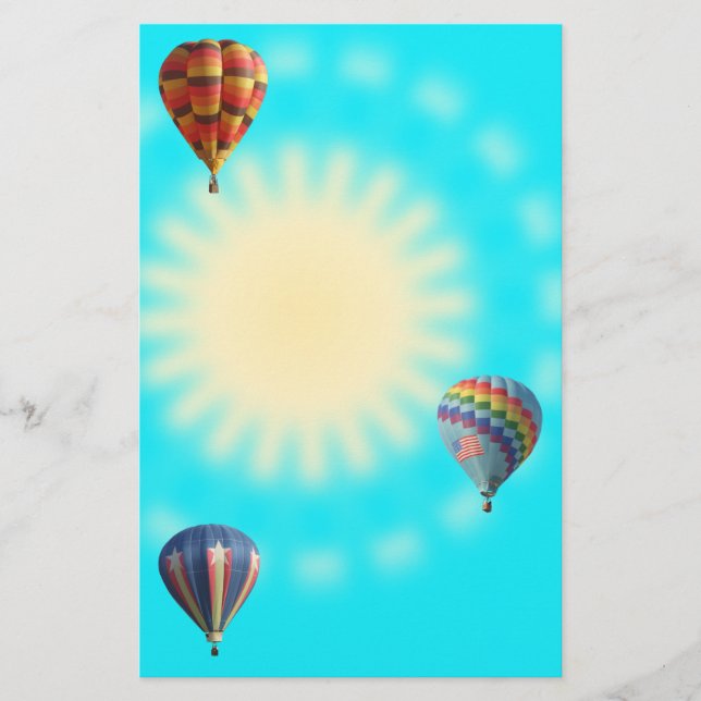 Hot Air Balloons with Sun Halo Stationery (Front)