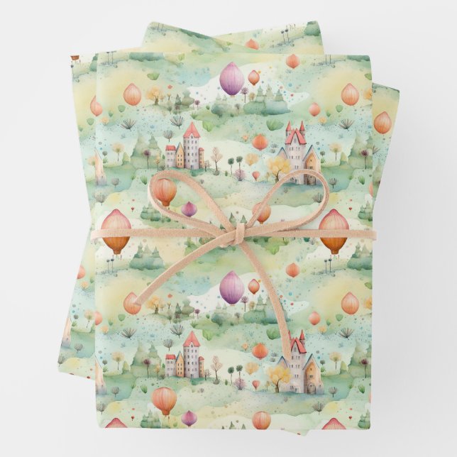 HOT AIR BALLOONS  WRAPPING PAPER SHEET (In situ)