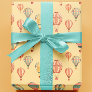 Hot Air Balloons Yellow Baby Shower  Wrapping Paper