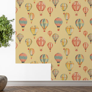 Hot Air Balloons Yellow Baby's Room Nursery Wallpaper