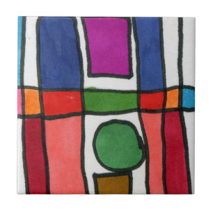 Hot and cold colour stripes with a circle accent tile