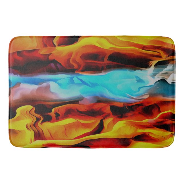 Hot And Cold Elements Acrylic Pour Abstract  Bath Mat (Front)