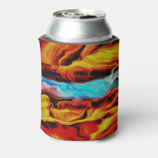 Hot And Cold Elements Acrylic Pour Abstract Can Cooler