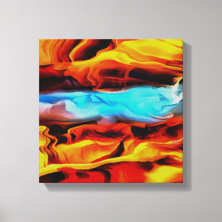 Hot And Cold Elements Acrylic Pour Abstract  Canvas Print