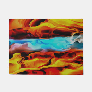 Hot And Cold Elements Acrylic Pour Abstract  Doormat