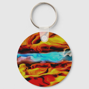 Hot And Cold Elements Acrylic Pour Abstract  Key Ring