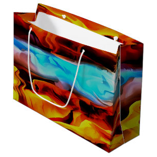 Hot And Cold Elements Acrylic Pour Abstract Large Gift Bag