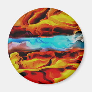 Hot And Cold Elements Acrylic Pour Abstract Magnet