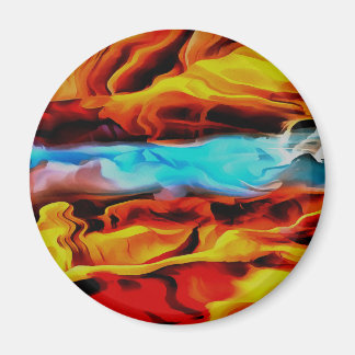 Hot And Cold Elements Acrylic Pour Abstract  Magnet