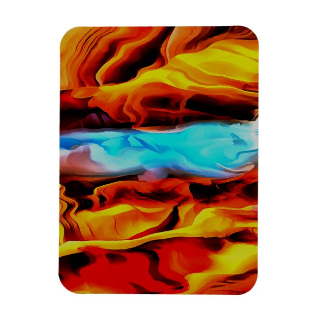 Hot And Cold Elements Acrylic Pour Abstract  Magnet (Vertical)