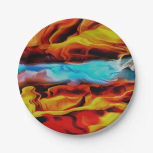 Hot And Cold Elements Acrylic Pour Abstract  Paper Plate