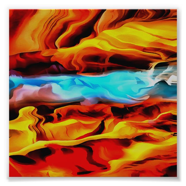 Hot And Cold Elements Acrylic Pour Abstract  Photo Print (Front)