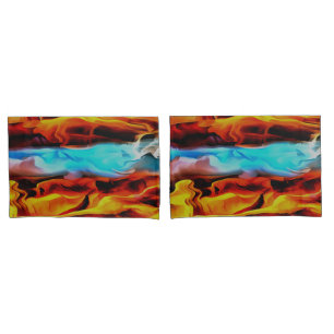 Hot And Cold Elements Acrylic Pour Abstract  Pillowcase